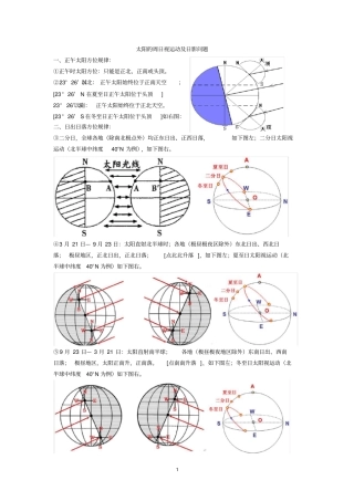 太阳周日视运动日出日落方位和日影问题