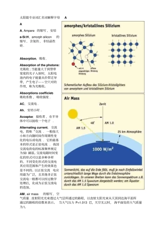 太阳能专业词汇名词解释讲解