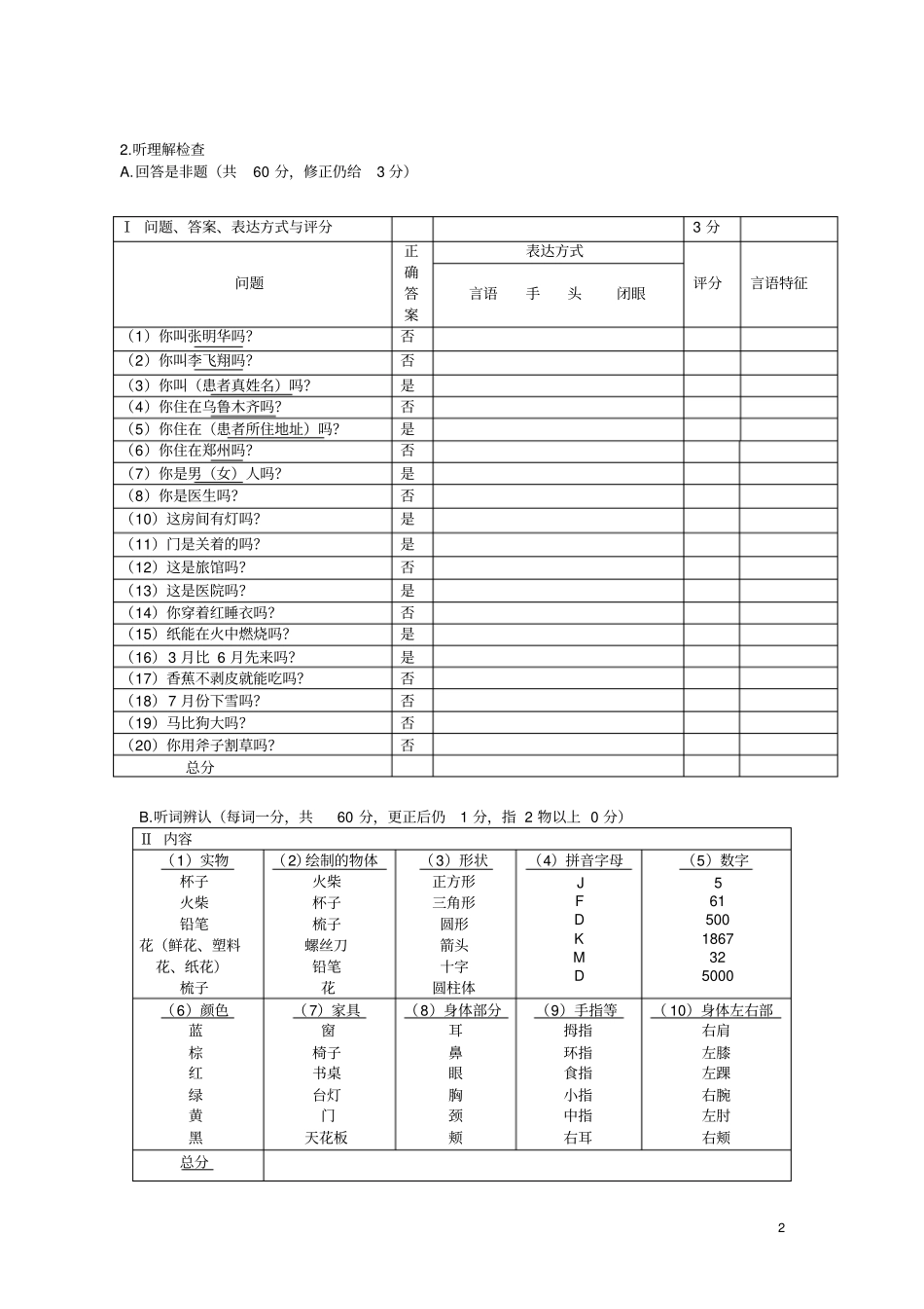 失语表WAB_第2页