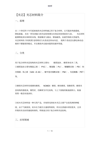 夹芯复合材料夹心材料