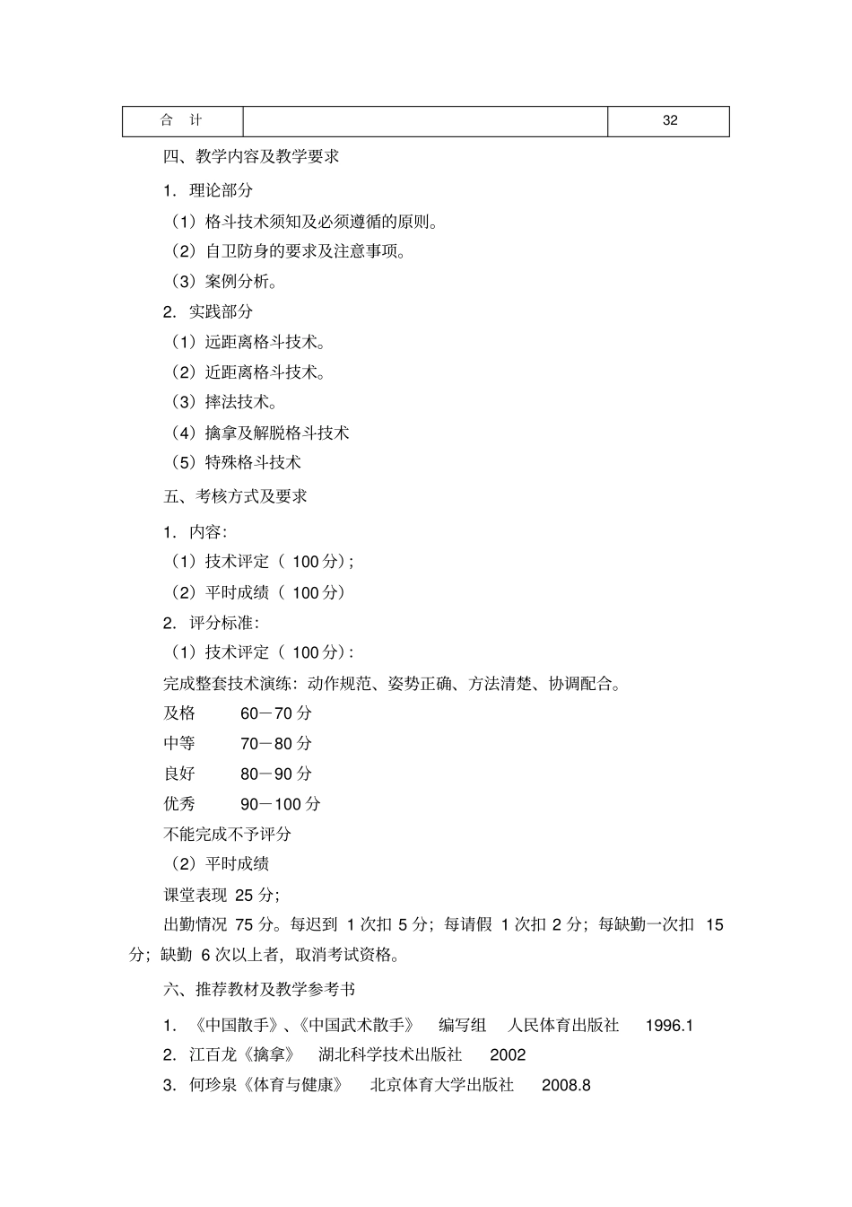 女子防身术通识课教学大纲_第2页