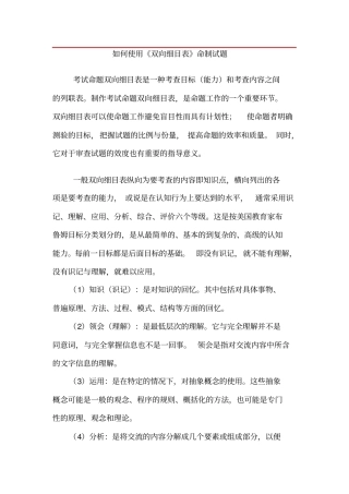 如何使用双向细目表命制试题