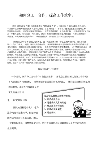 如何分工合作提高工作效率