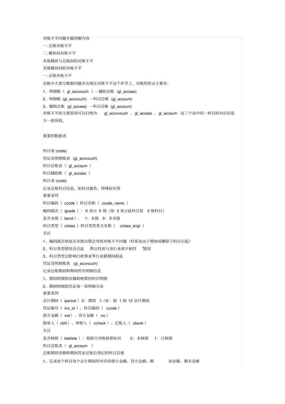 如何分析用友U账务对账不平总账明细账不平辅助账总账明细账不平_第1页