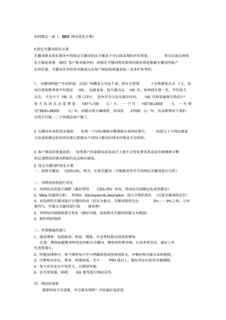 如何制定一套SEO网站优化方案