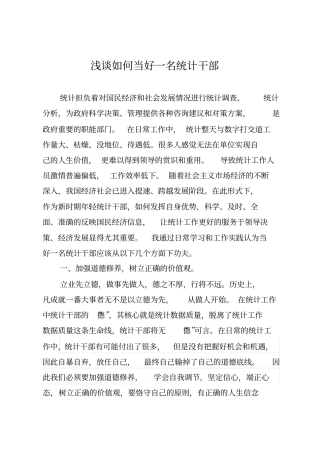 如何当好一名统计干部