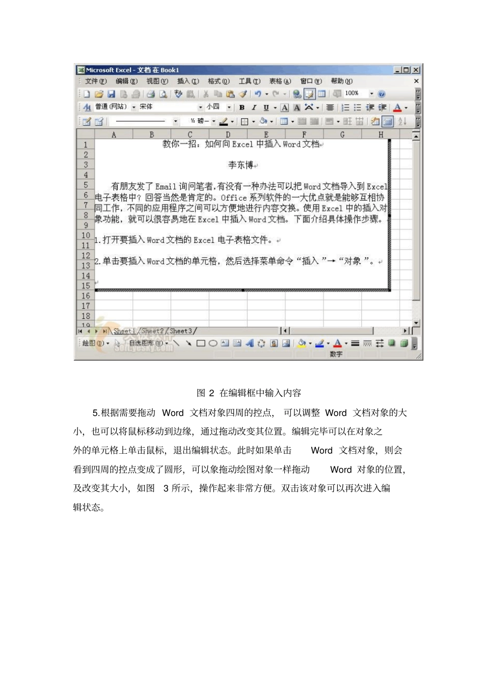 如何把文档插入到Excel电子表格中_第2页