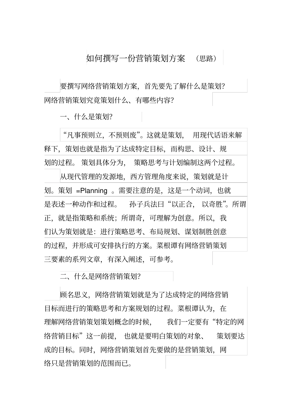 如何撰写一份营销策划方案思路_第1页