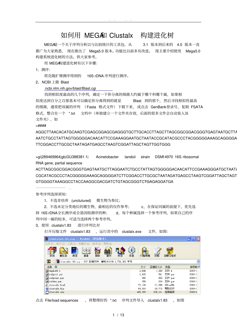 如何用MEGA0和Clustalx83构建进化树_第1页