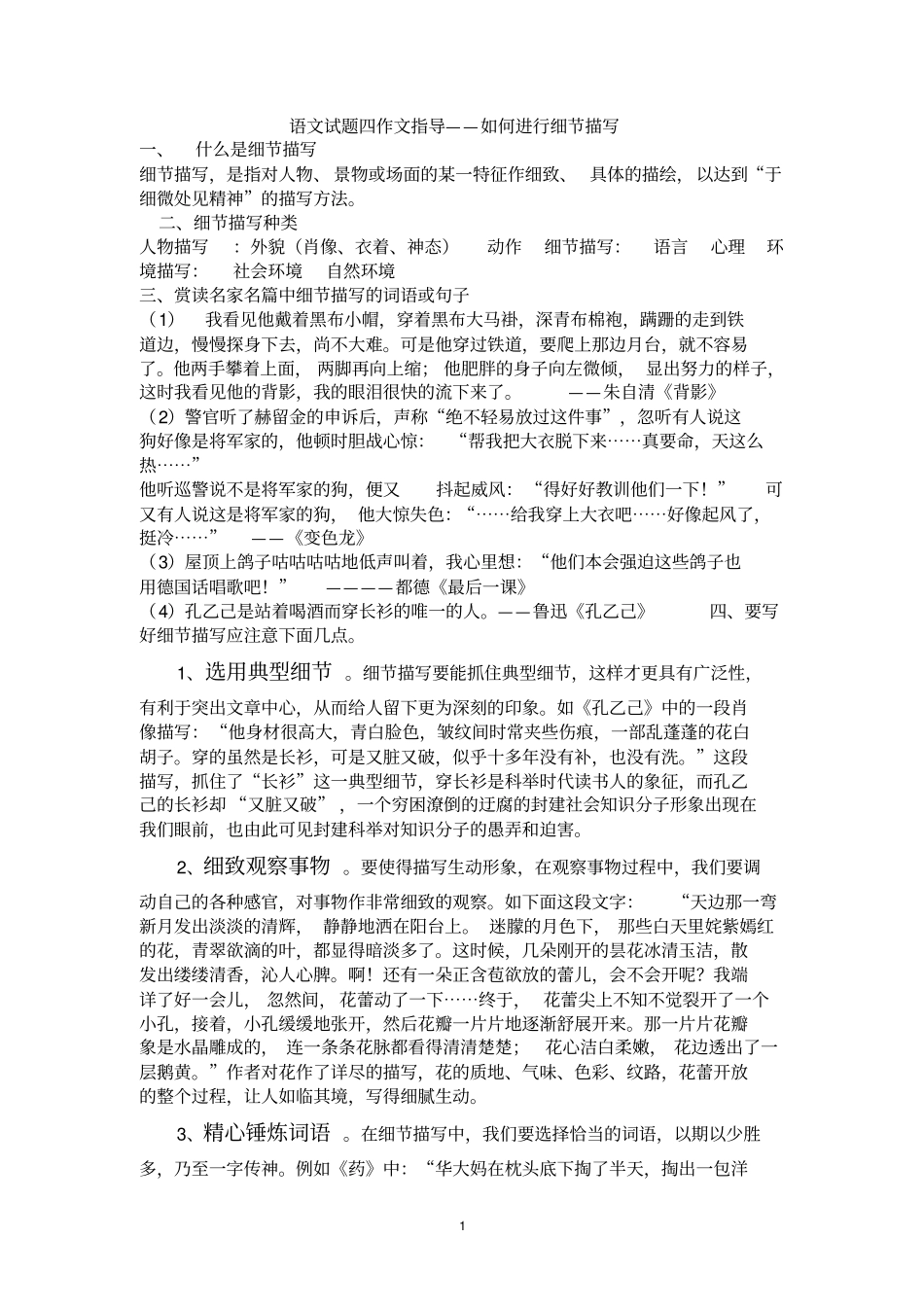 如何进行细节描写分析_第1页