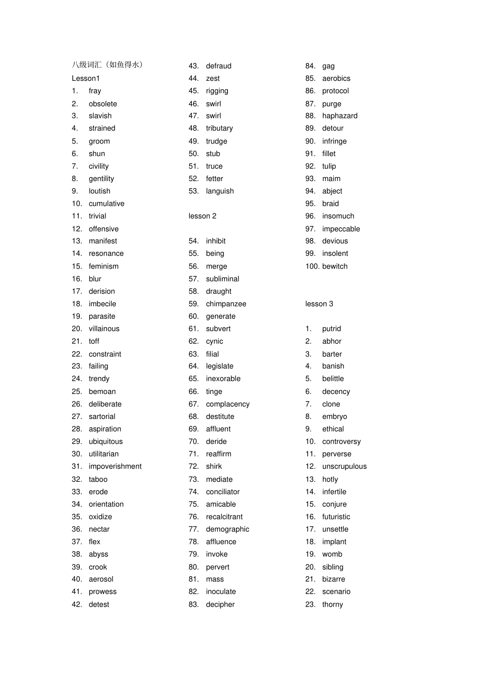 如鱼得水八级词汇全本单词_第1页