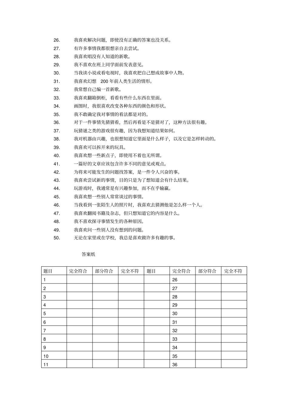 威廉斯创造力倾向测量表完美版000_第2页