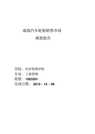 威海汽车轮胎销售场调查报告