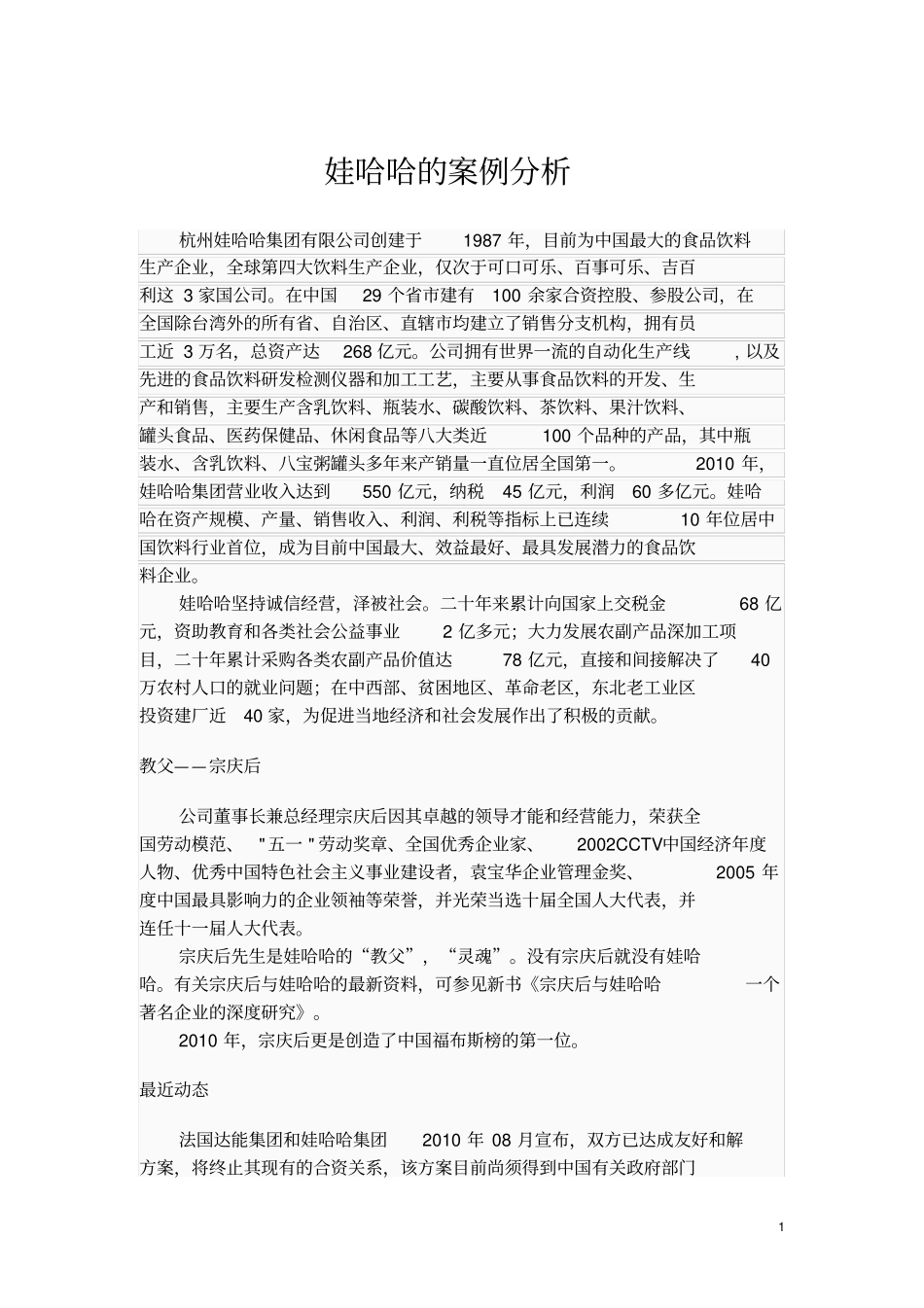 娃哈哈的案例分析_第1页
