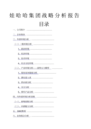 娃哈哈集团战略分析报告