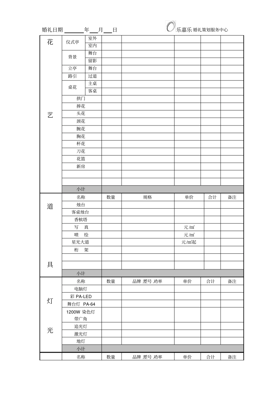 婚礼费用明细表_第2页