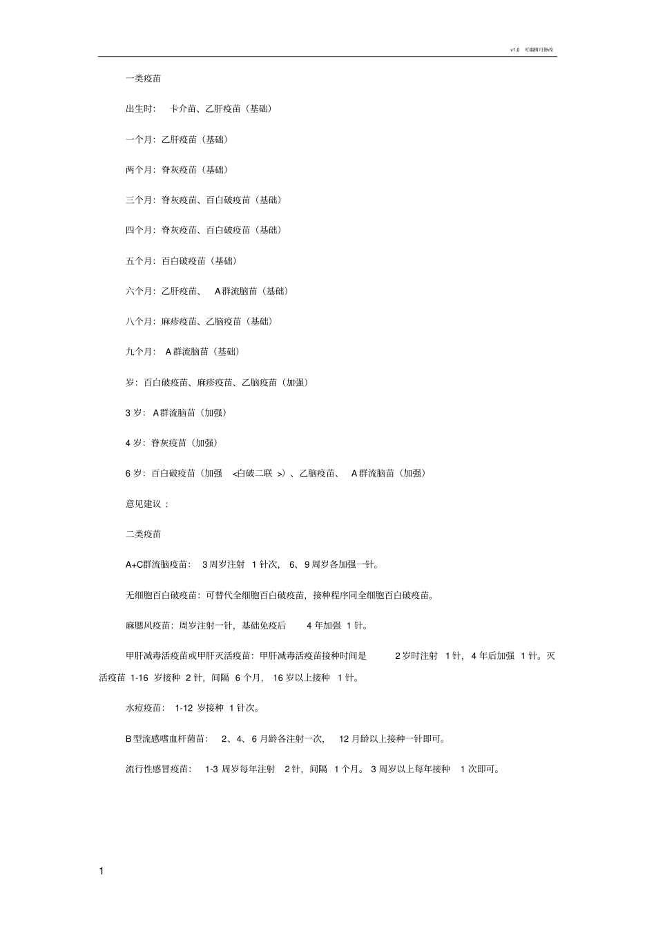 婴幼儿自费疫苗接种明细_第1页