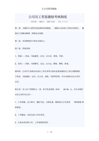 子公司奖罚制度
