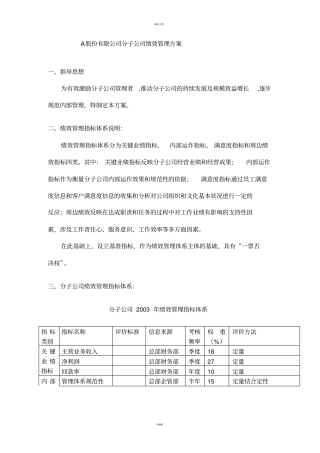 子公司绩效管理方案