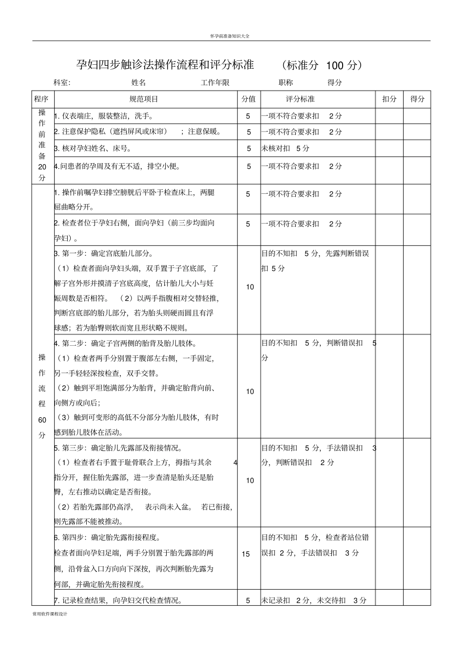孕妇四步触诊法的操作流程和操作标准_第1页