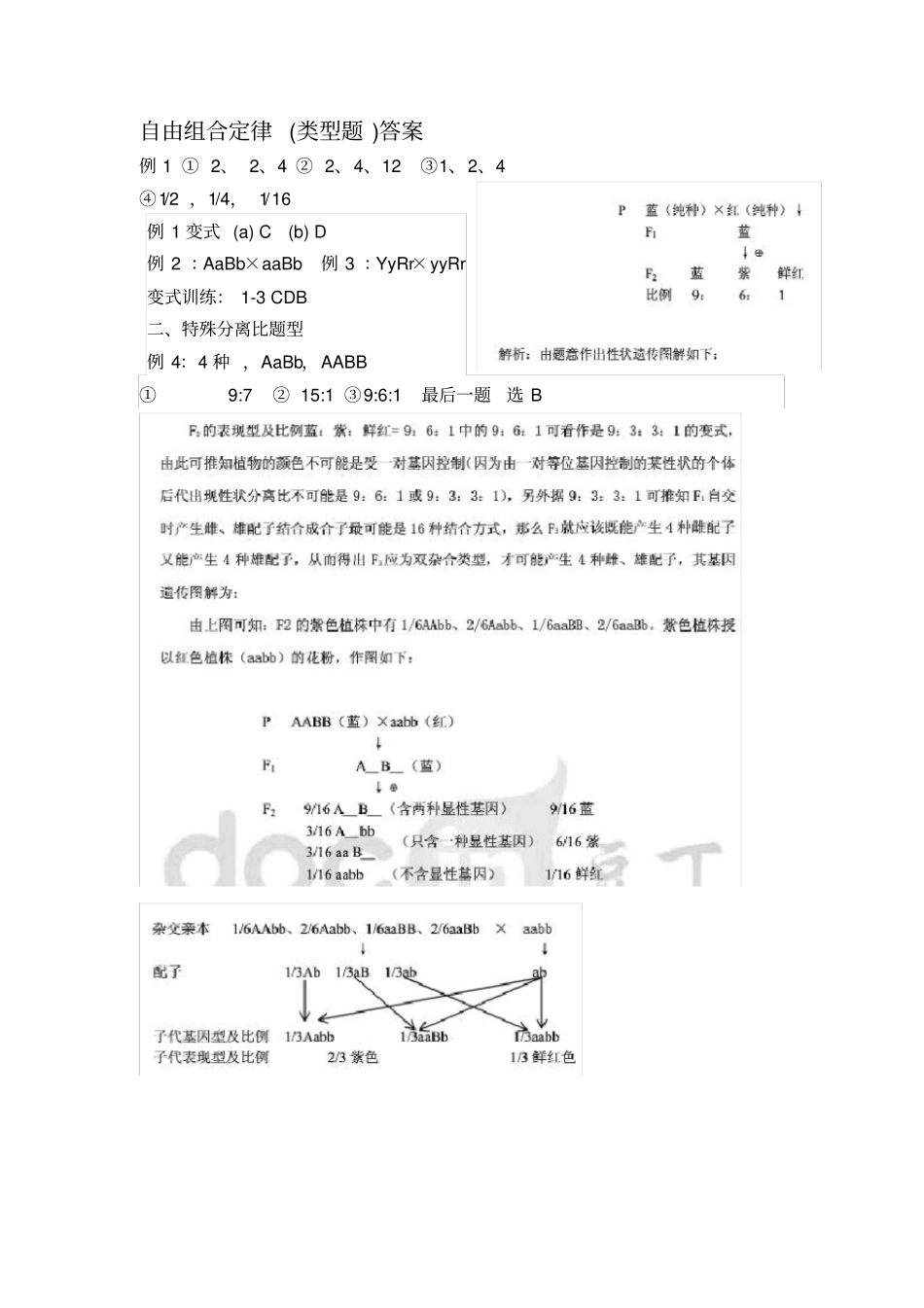 孟德尔自由组合定律类型题含答案详解_第3页