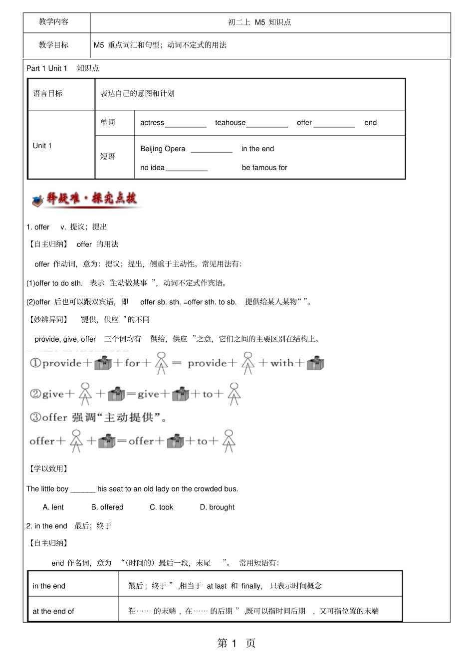 季外研版英语八年级上册Module5知识点学案无答案,推荐文档_第1页