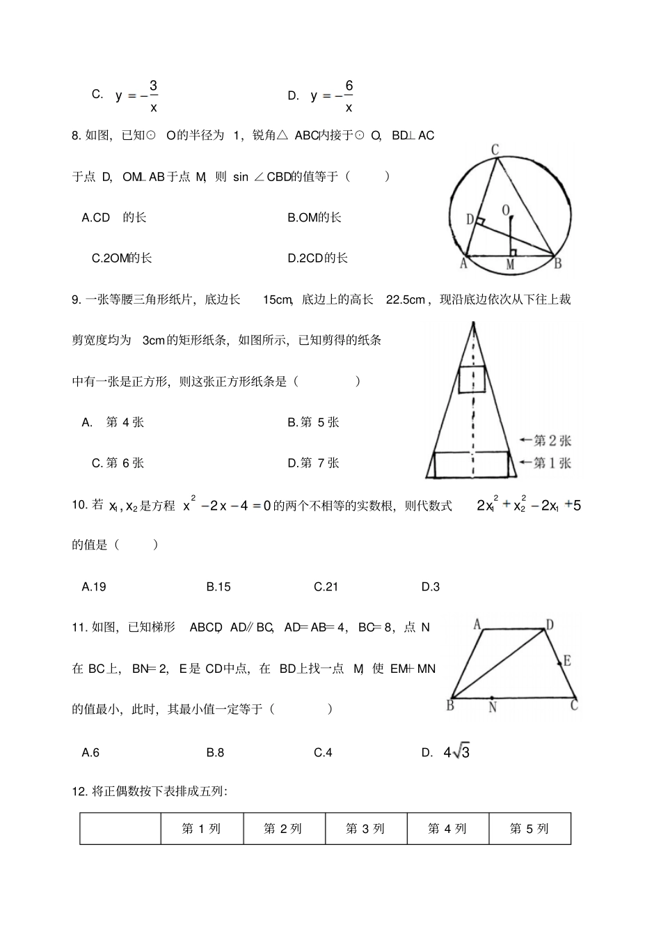学业水平模拟考试数学卷子_第3页