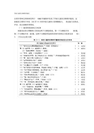 学前儿童语言障碍评量表