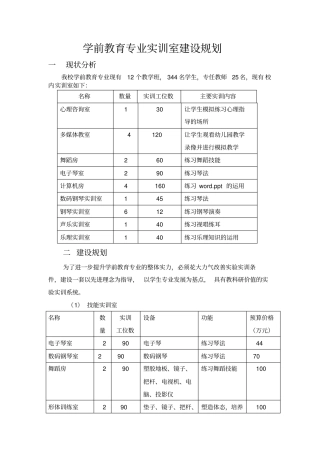 学前教育专业实训室建设规划