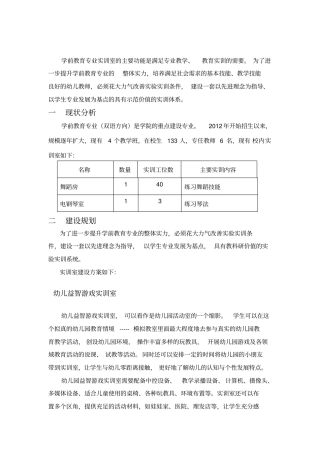 学前教育专业实训室建设方案