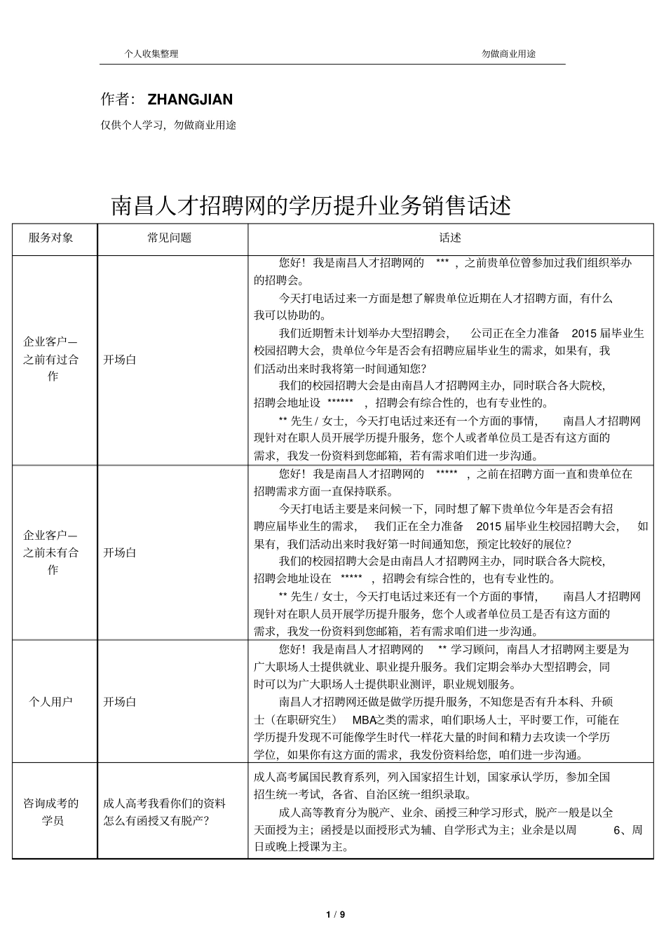 学历提升业务销售话述部份_第1页