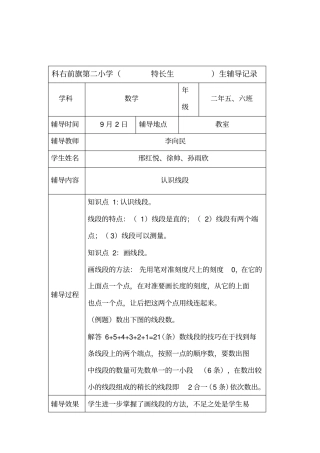 学困生特长生辅导记录