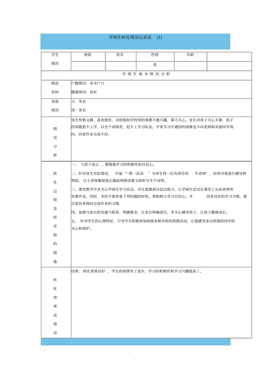 学困生转化情况记录表_第1页