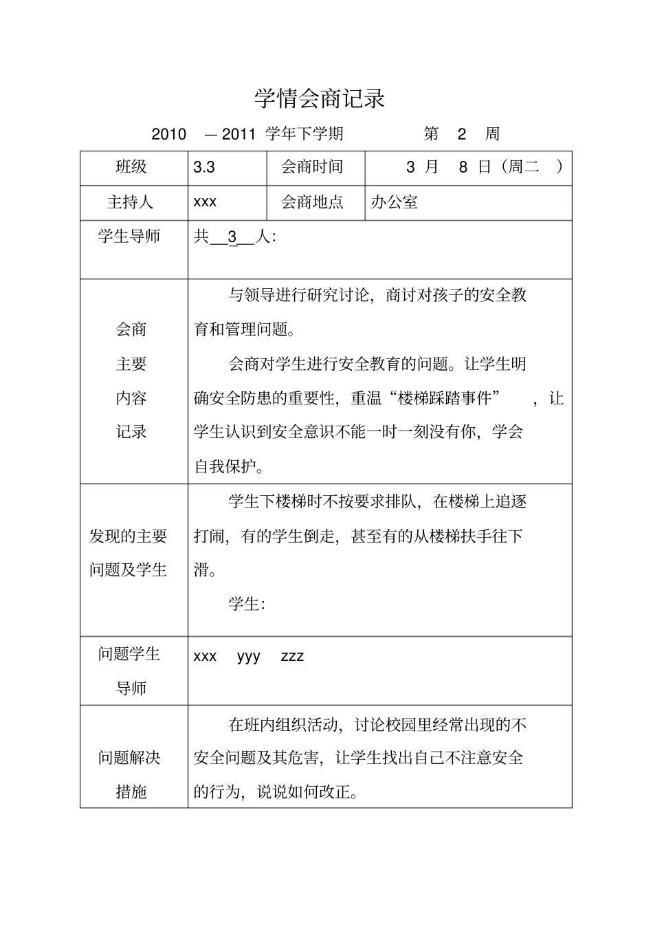 学情会商记录表_第2页