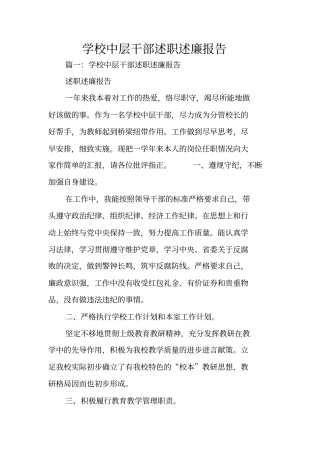 学校中层干部述职述廉报告