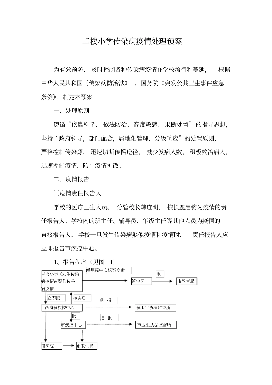 学校传染病疫情应急处理预案_第1页
