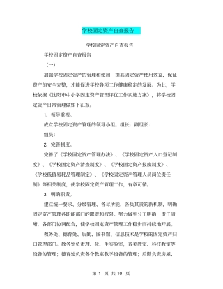 学校固定资产自查报告【可编辑版】