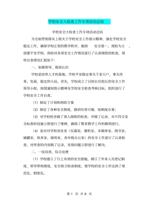 学校安全大检查工作专项活动总结【可编辑版】