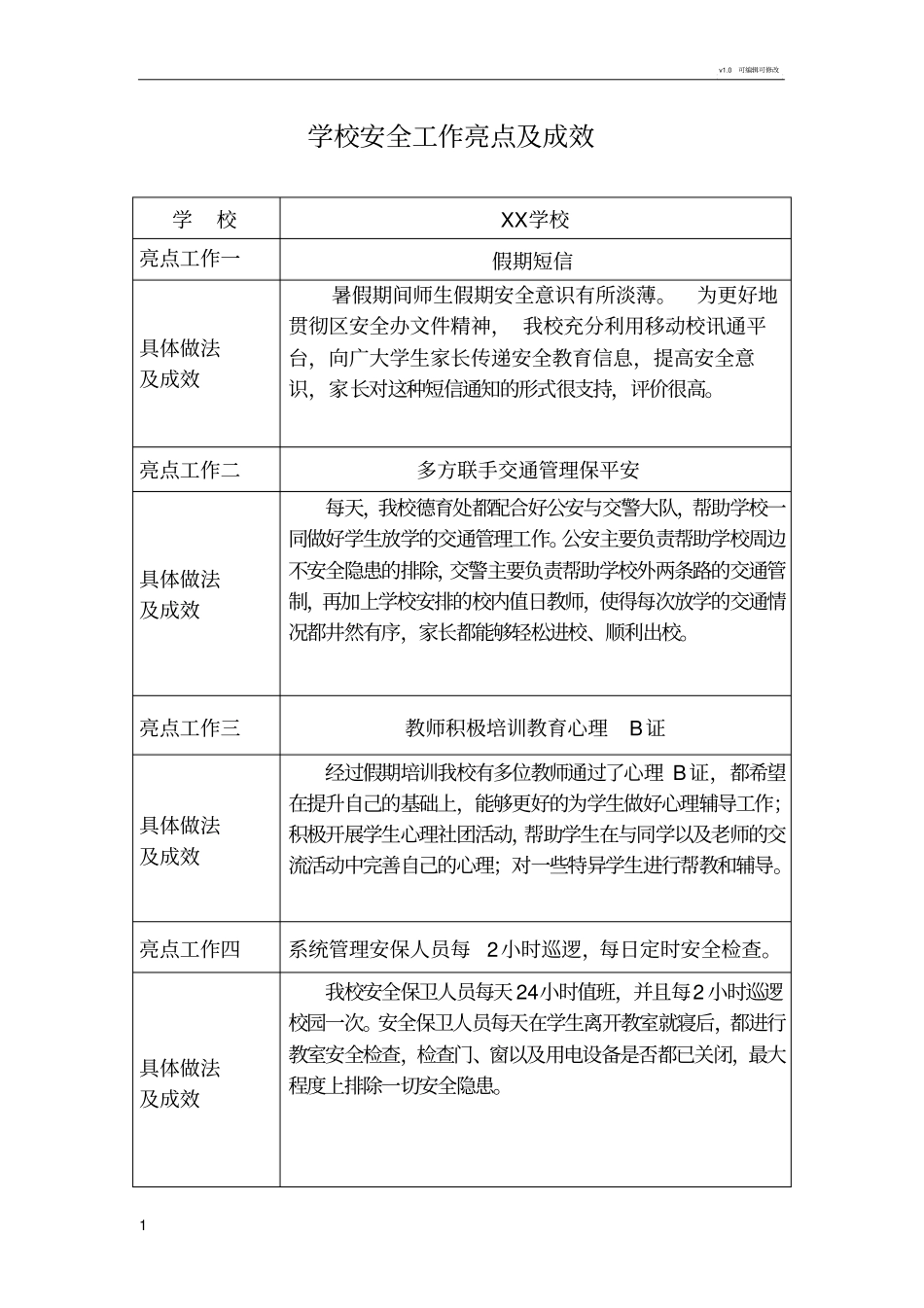 学校安全工作亮点与成效_第1页