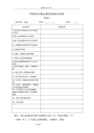 学校安全检查管理台账