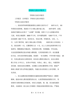 学校幼儿园自评报告