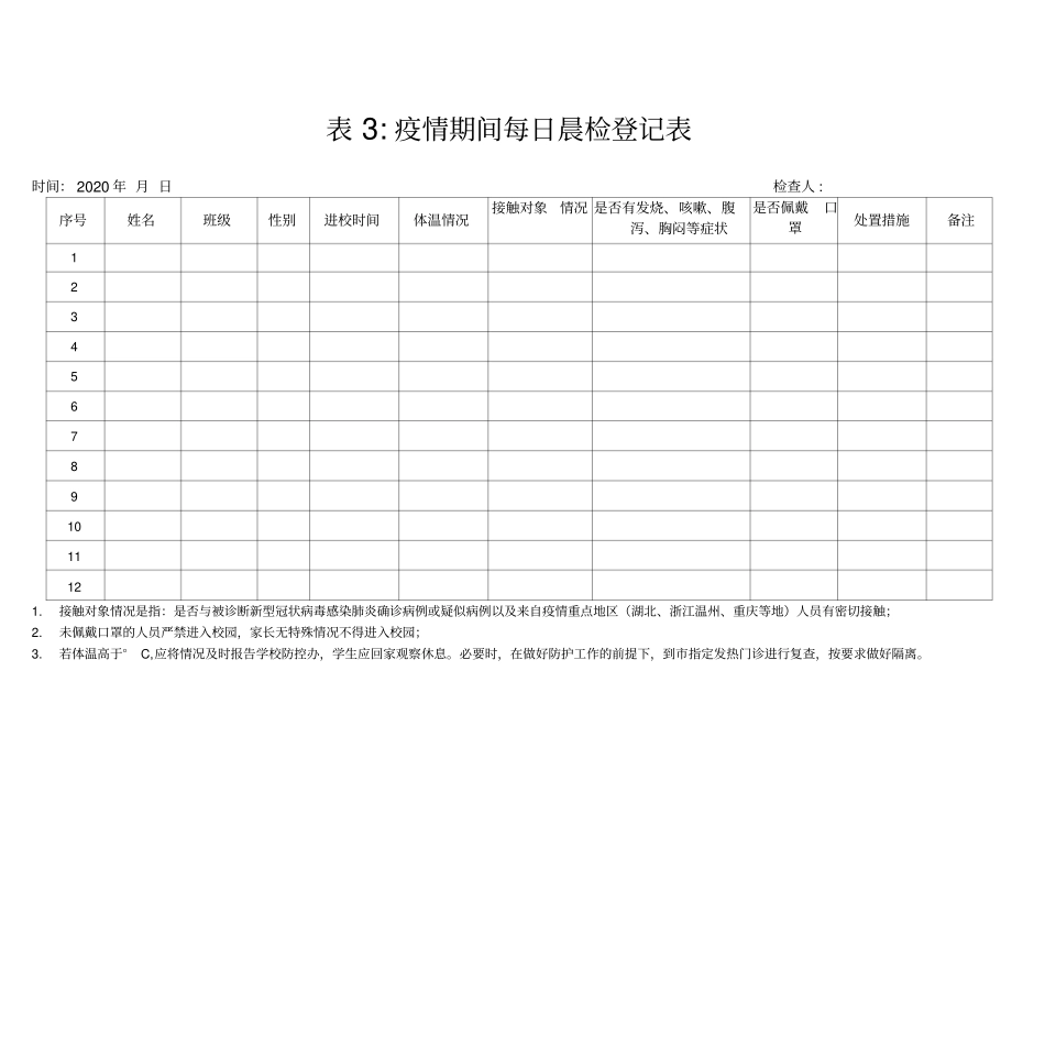 学校开学疫情防控各类登记表_第3页