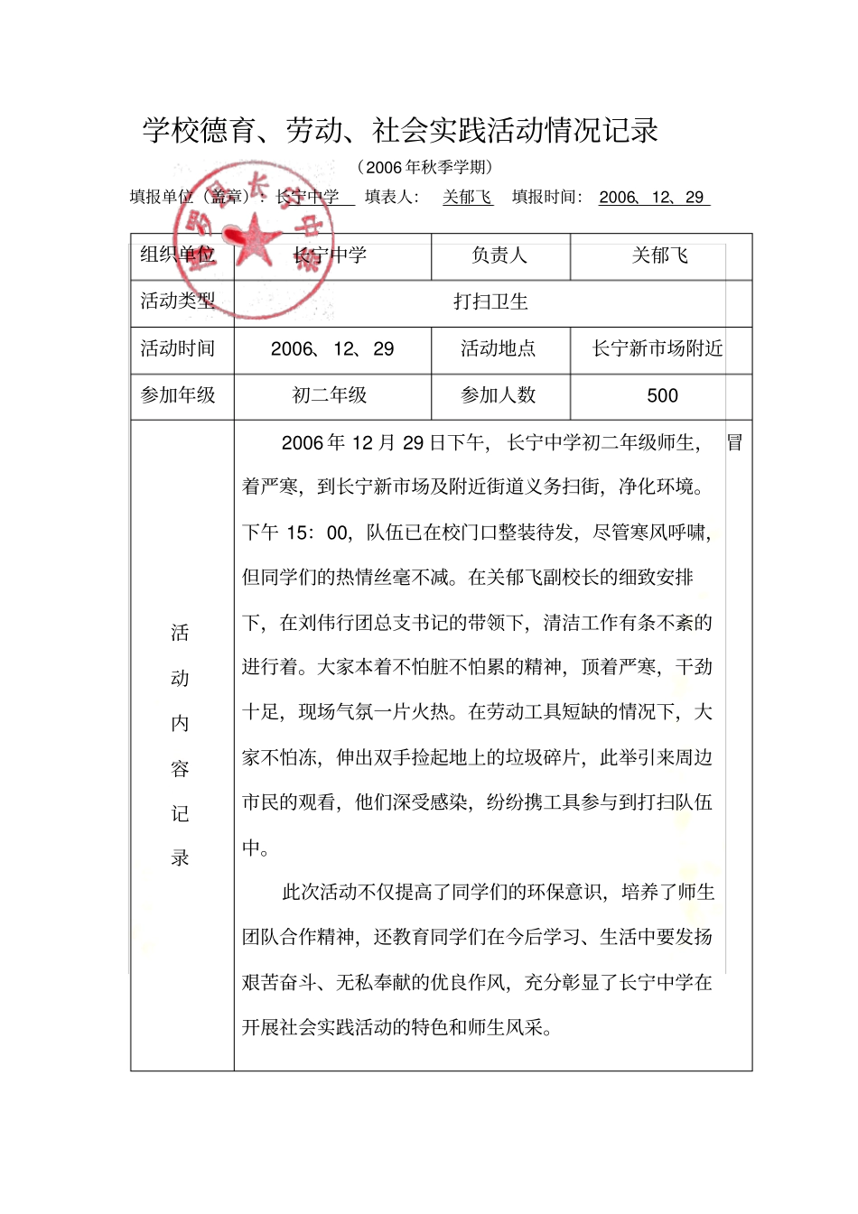 学校德育、劳动社会实践活动记录表009学年_第2页