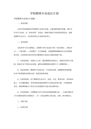 学校教师专业成长计划