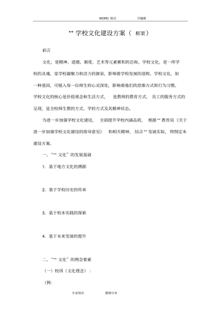 学校文化建设方案设计框架