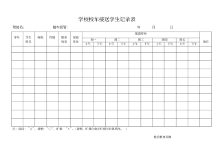 学校校车接送学生记录表