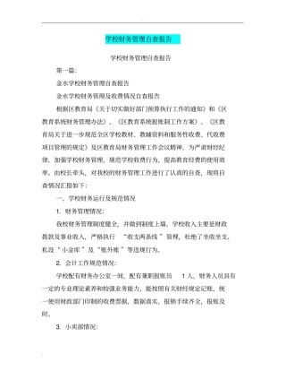 学校财务管理自查报告