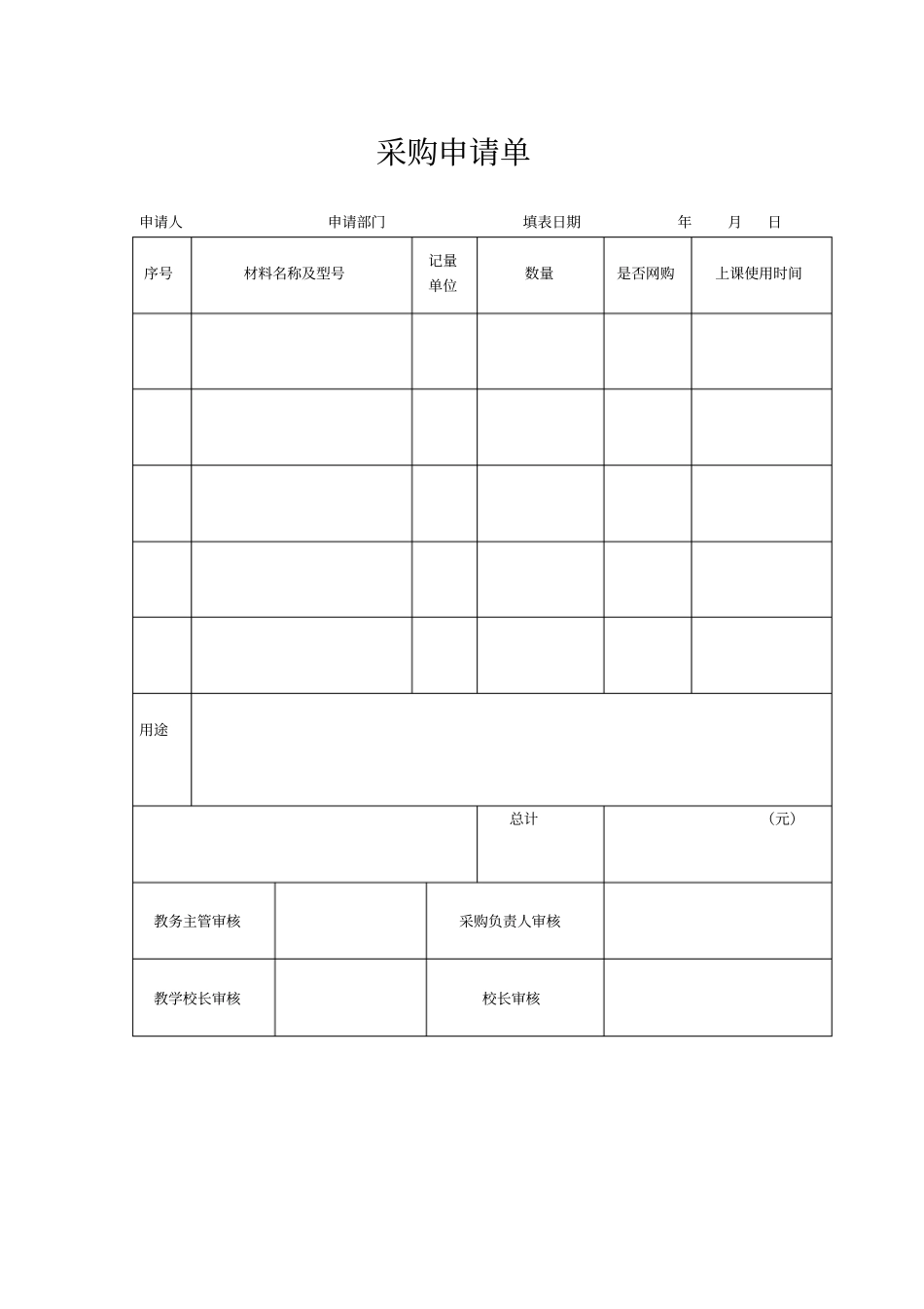 学校采购申请单最新_第1页