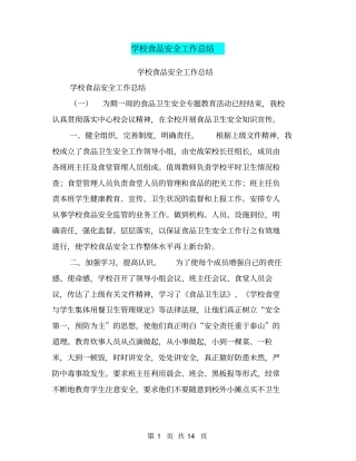 学校食品安全工作总结【可编辑版】