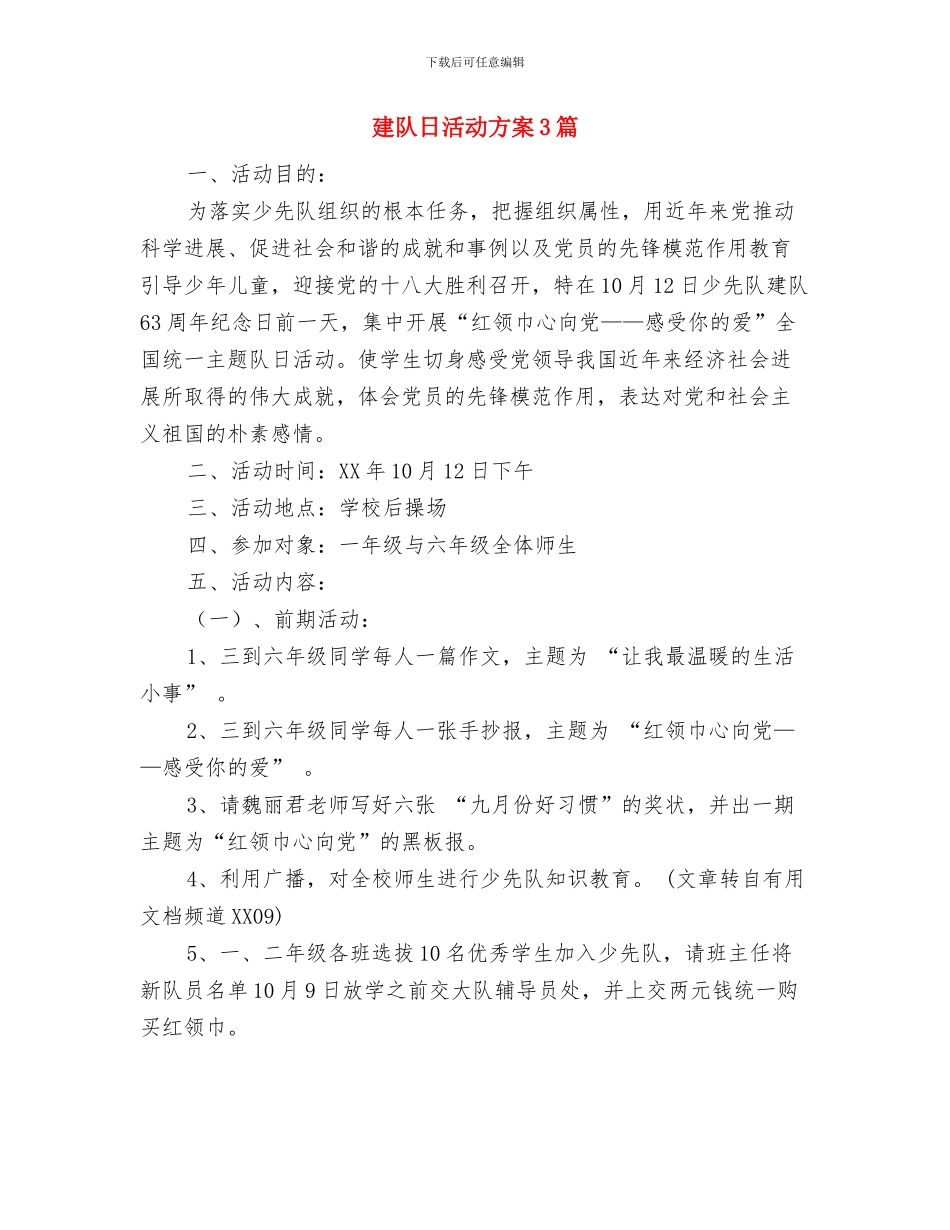 建设银行营销工作计划与建队日活动方案3篇汇编_第3页